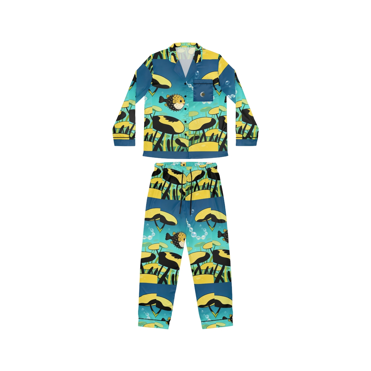 HD Bubblefin Meadow Women’s Satin Pajama Set