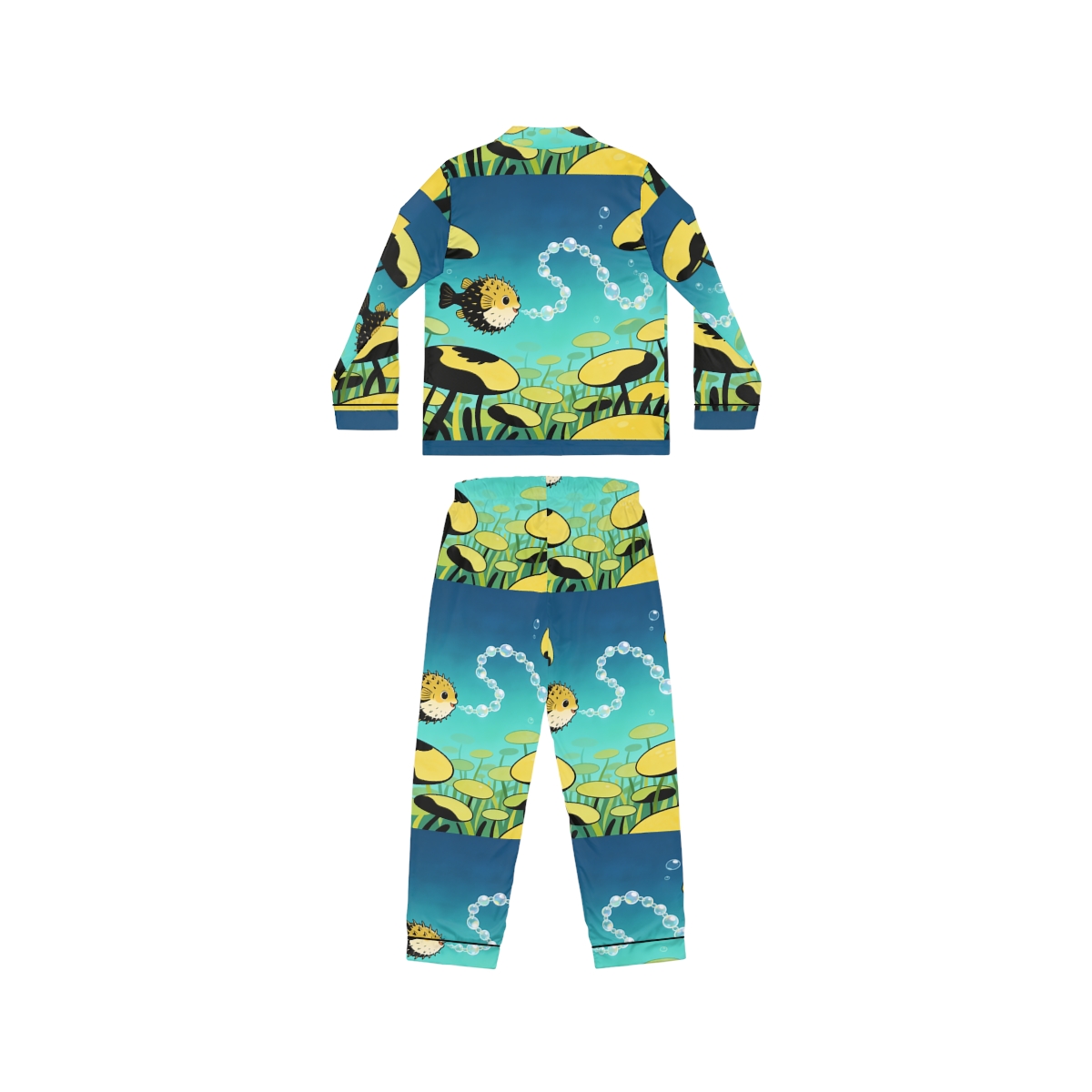 HD Bubblefin Meadow Women’s Satin Pajama Set — additional view