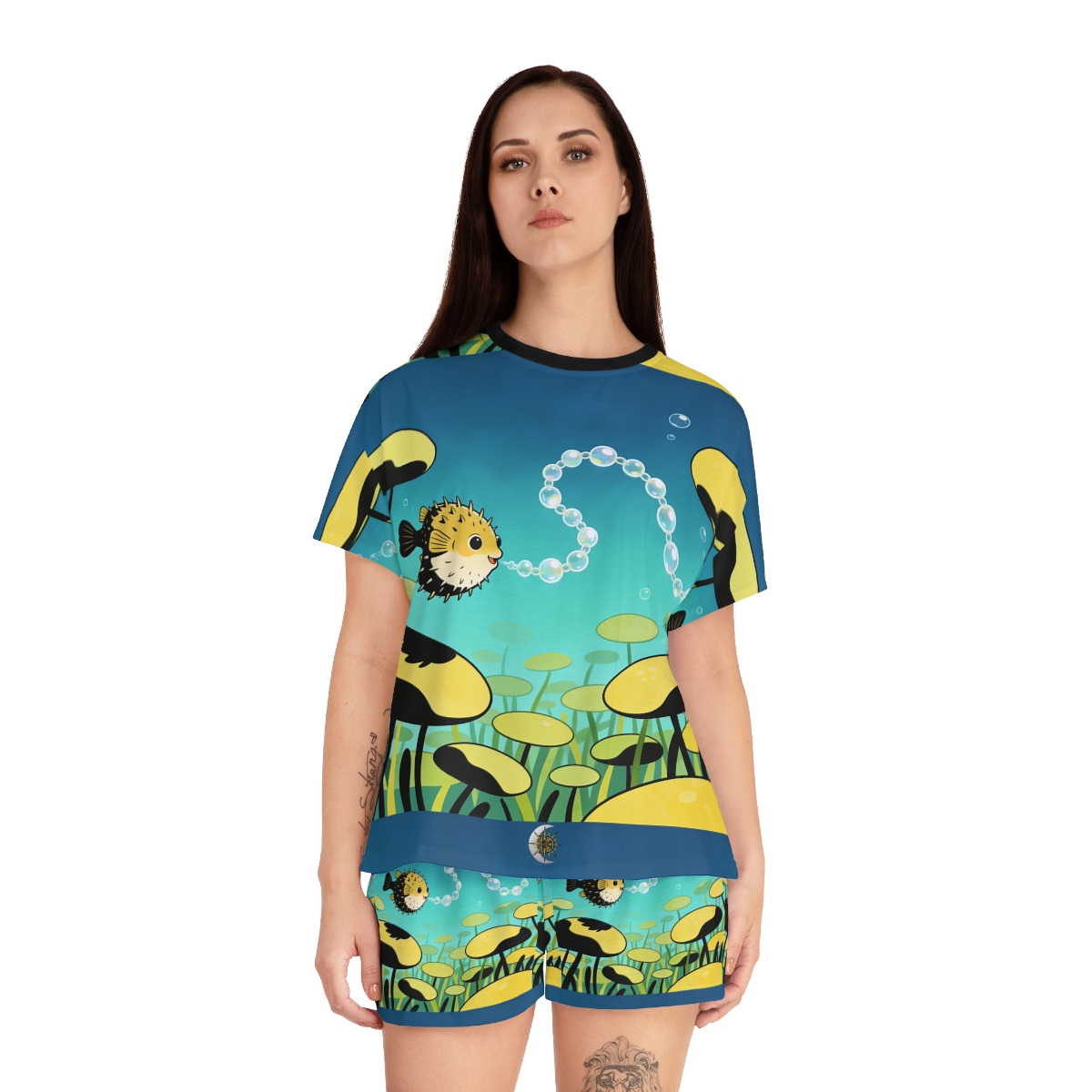 HD Bubblefin Meadow Women’s Short Pajama Set — additional view