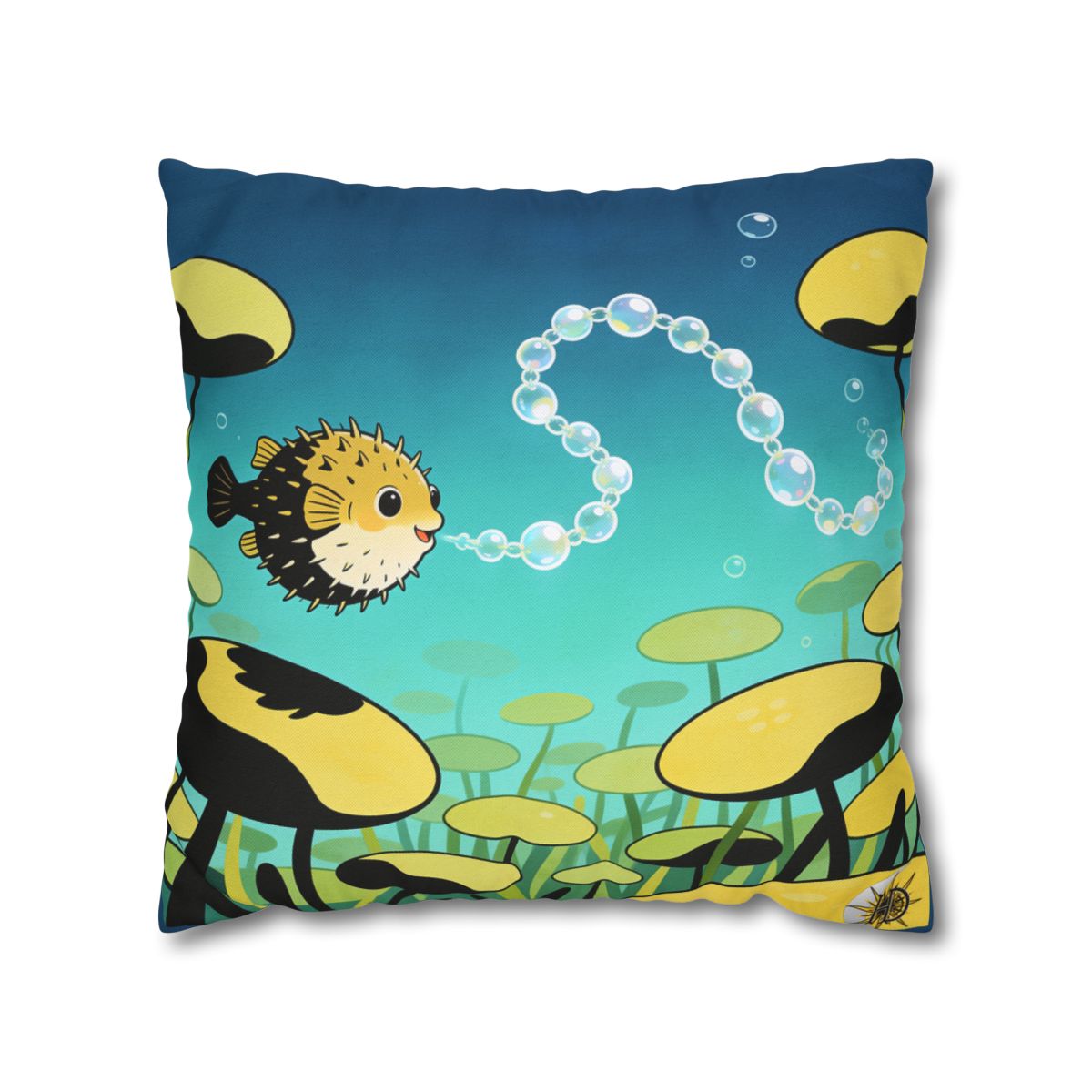 HD Bubblefin Meadow Square Polyester Pillow Cover — additional view