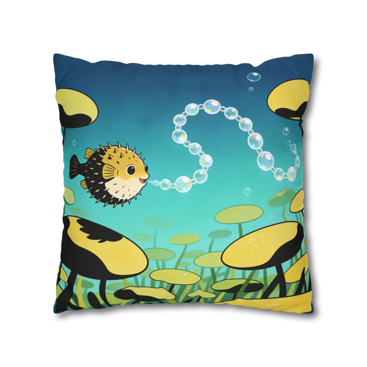 HD Bubblefin Meadow Square Polyester Pillow Cover — additional view