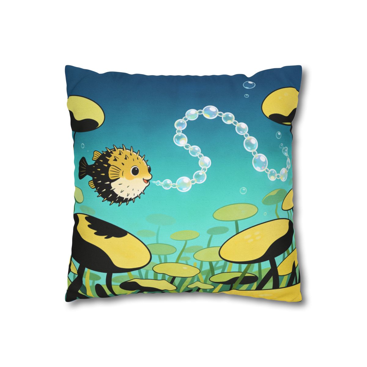 HD Bubblefin Meadow Square Polyester Pillow Cover — additional view