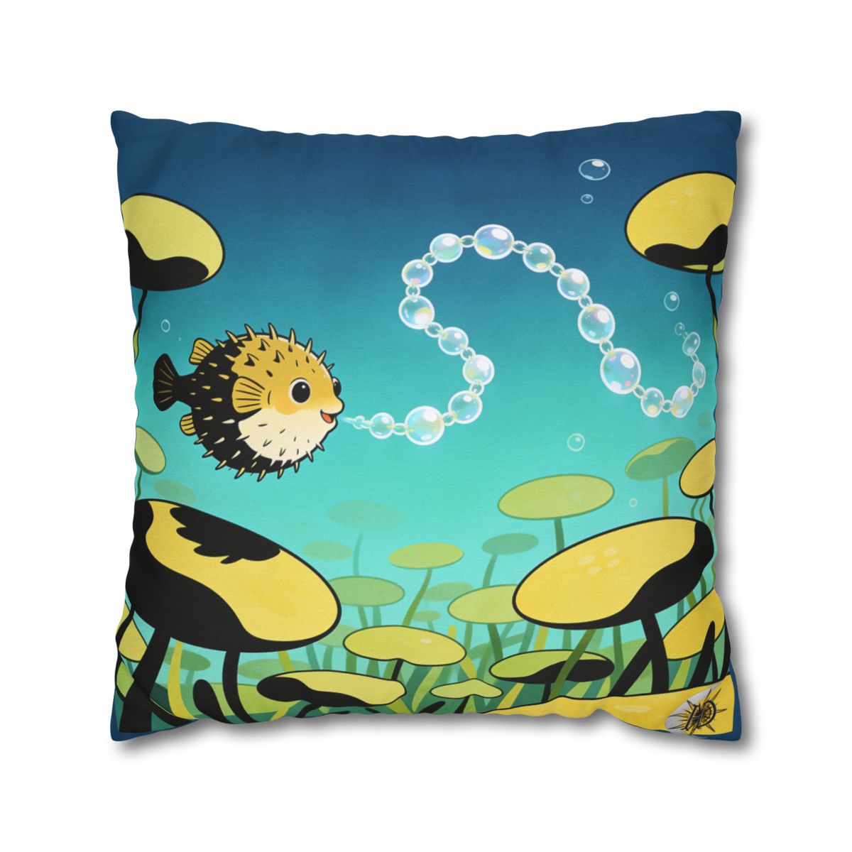 HD Bubblefin Meadow Square Polyester Pillow Cover — additional view