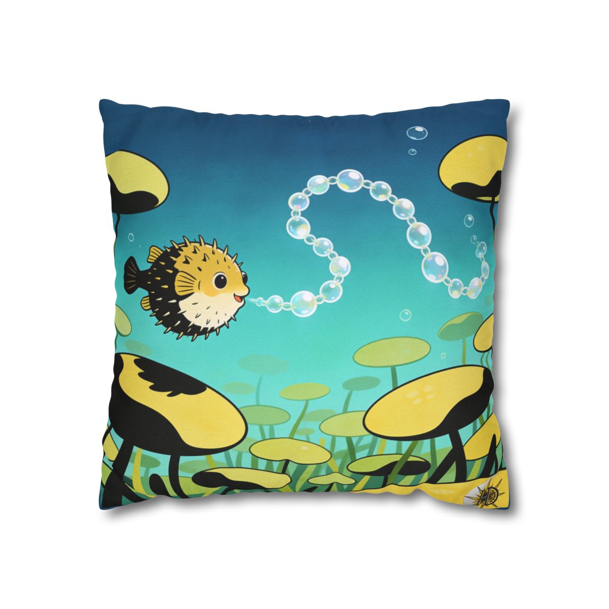 HD Bubblefin Meadow Square Polyester Pillow Cover — additional view