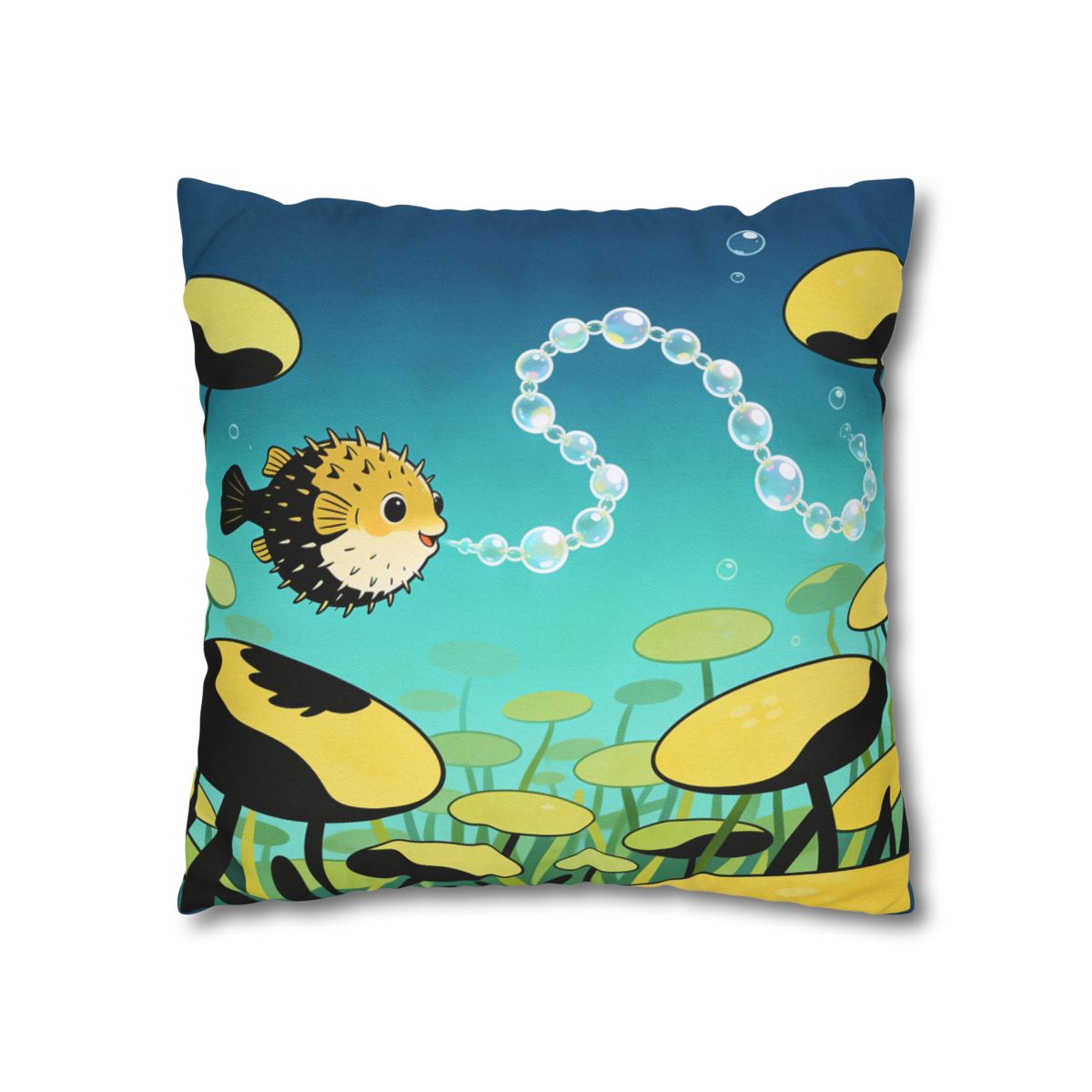 HD Bubblefin Meadow Square Polyester Pillow Cover — additional view