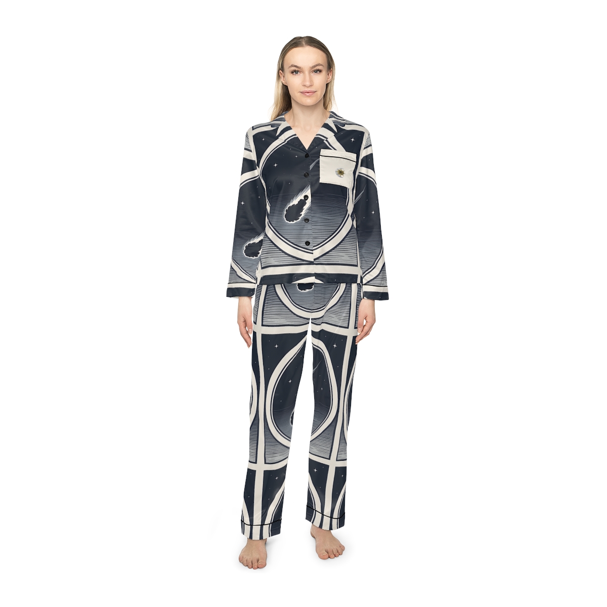 HD Midnight Meteor Women’s Satin Pajama Set — additional view