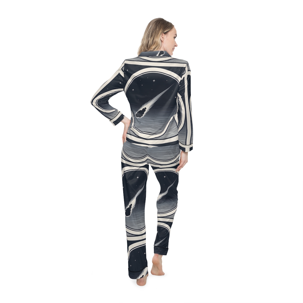 HD Midnight Meteor Women’s Satin Pajama Set — additional view