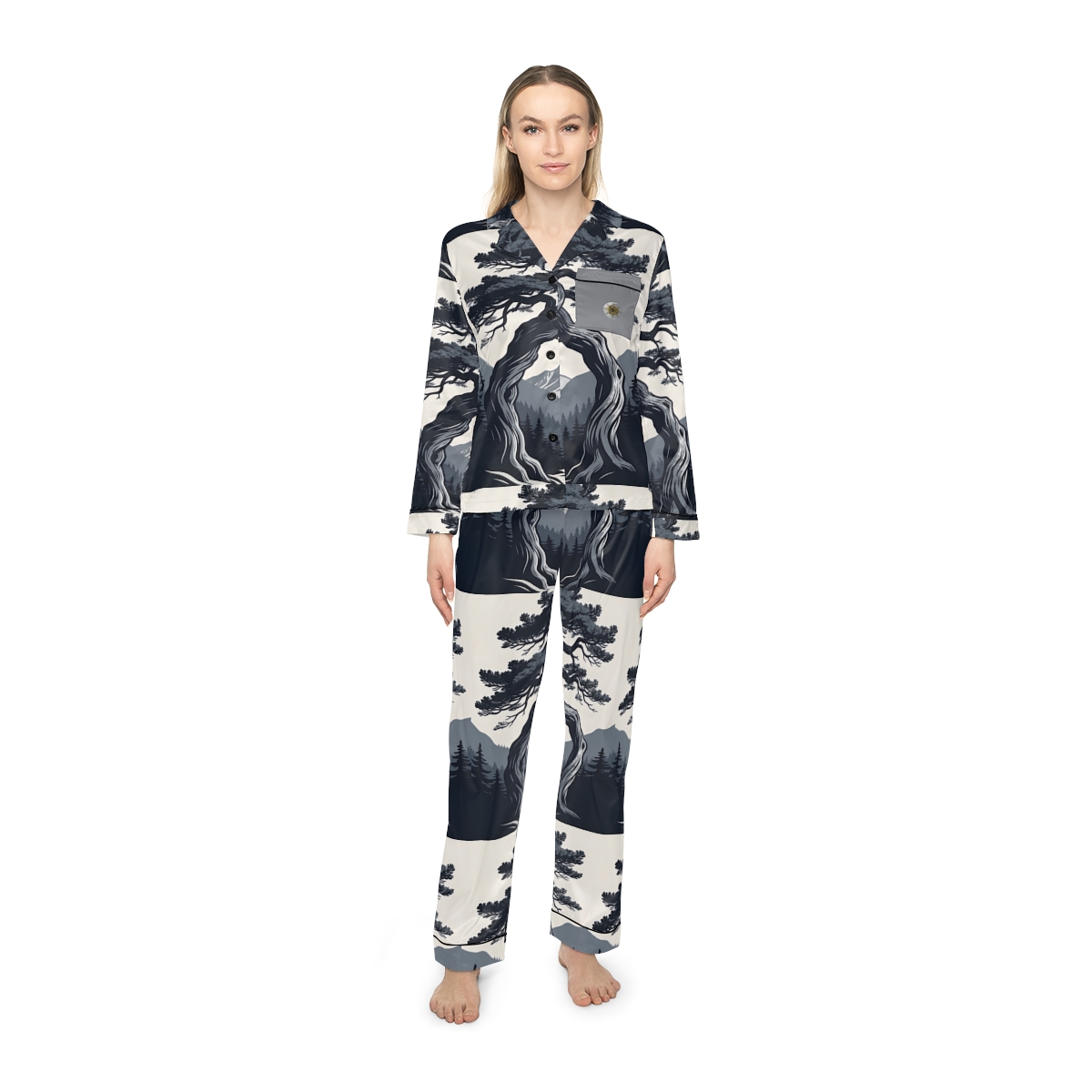 HD Twilight Pine Arch Women’s Satin Pajama Set — additional view