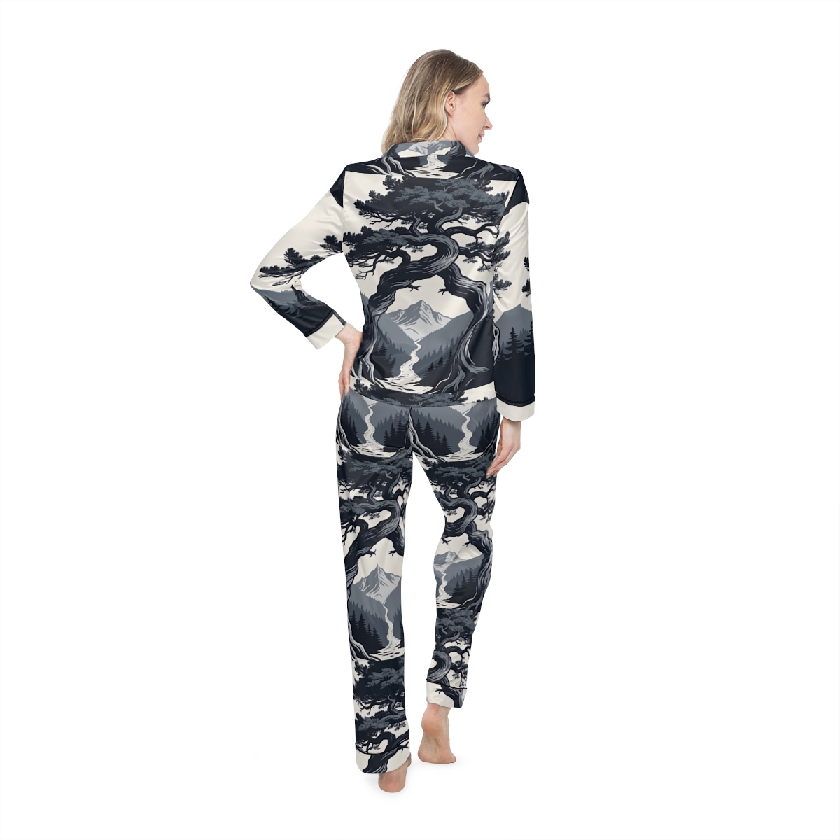 HD Twilight Pine Arch Women’s Satin Pajama Set — additional view
