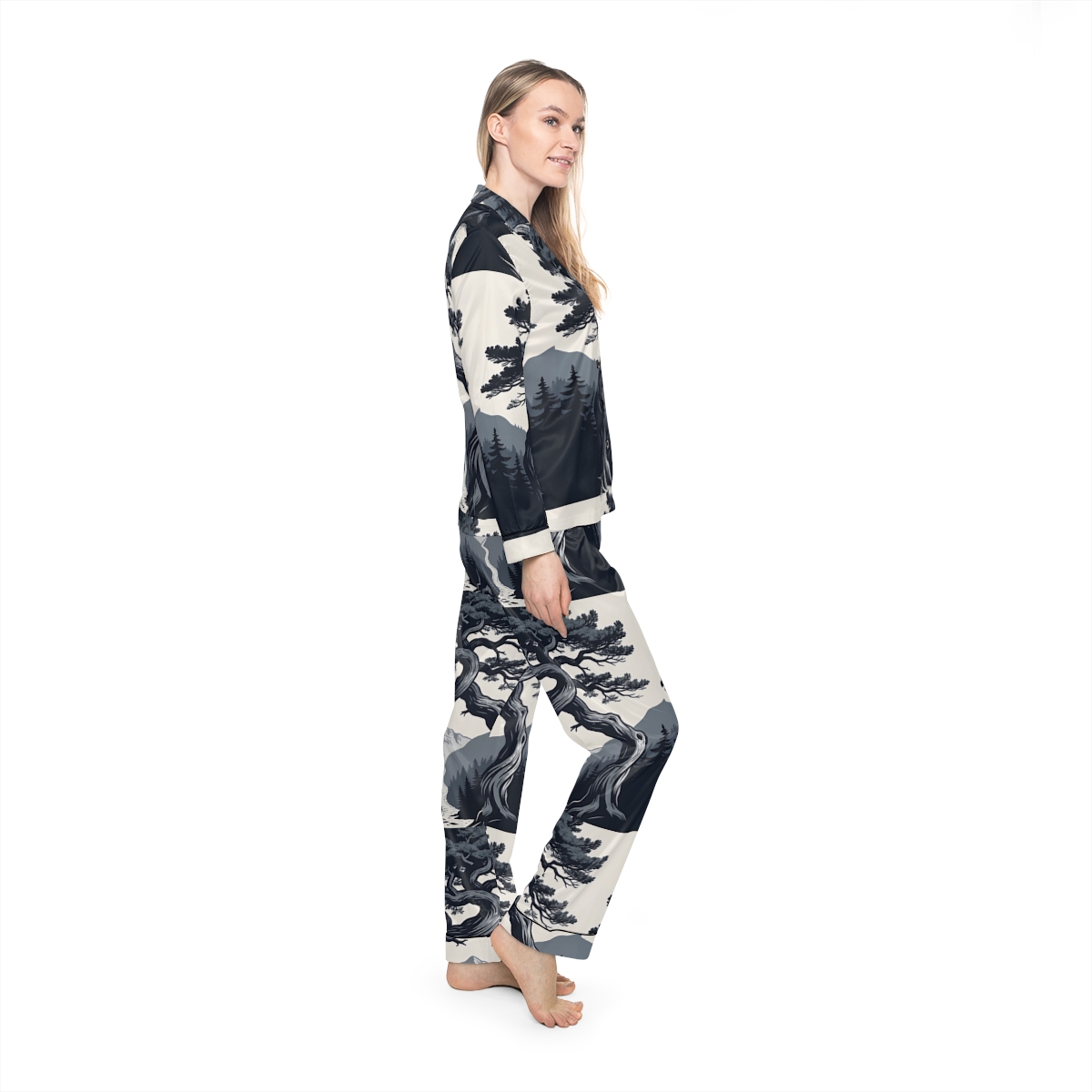 HD Twilight Pine Arch Women’s Satin Pajama Set — additional view
