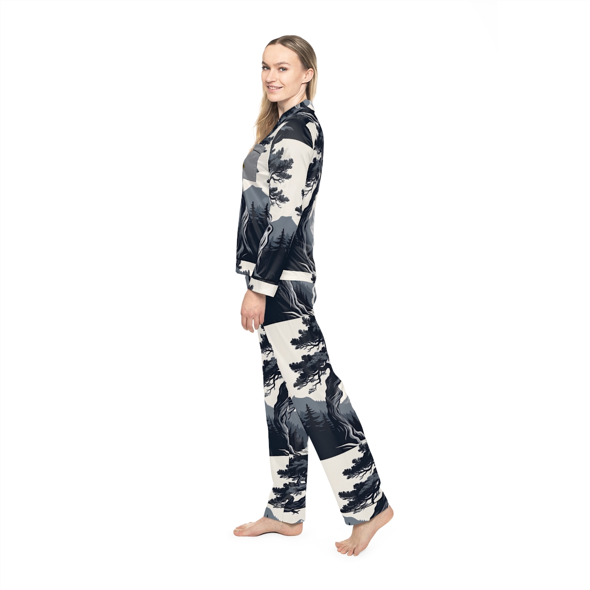 HD Twilight Pine Arch Women’s Satin Pajama Set — additional view