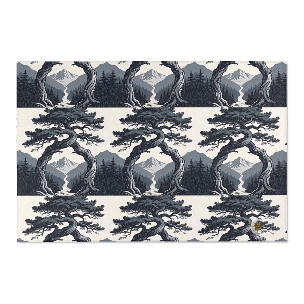 HD Twilight Pine Arch Polyester Chenille Area Rug — additional view
