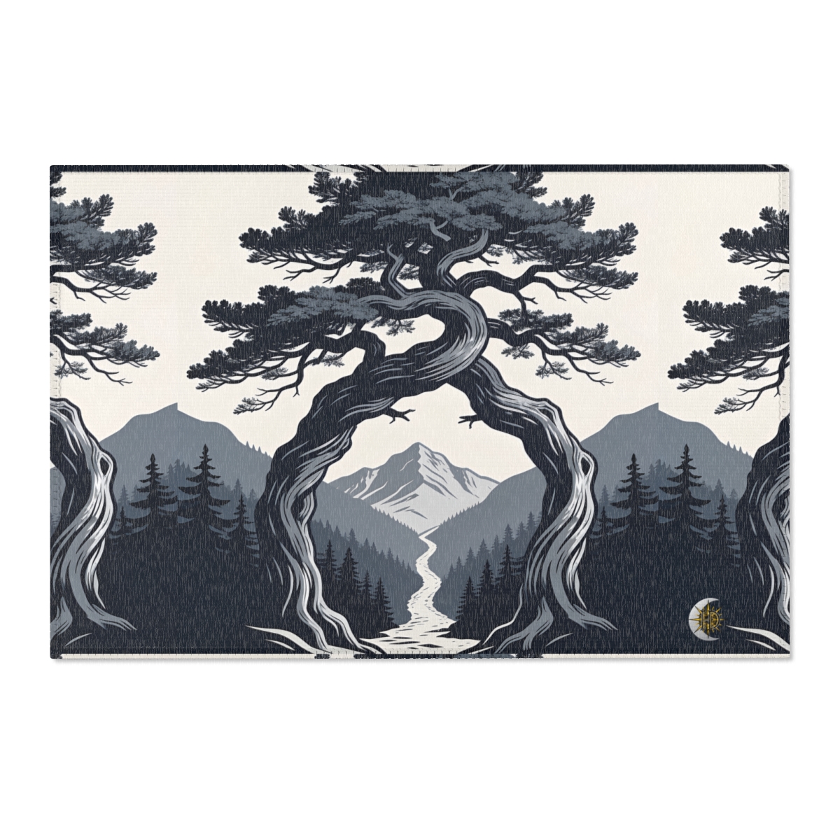 HD Twilight Pine Arch Polyester Chenille Area Rug — additional view