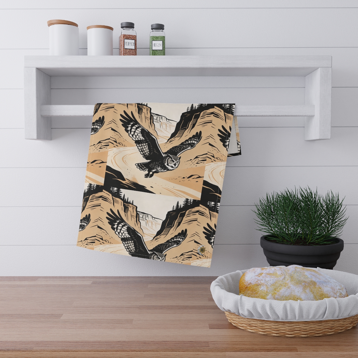 HD Canyon Owl 100% Cotton Twill Tea Towel