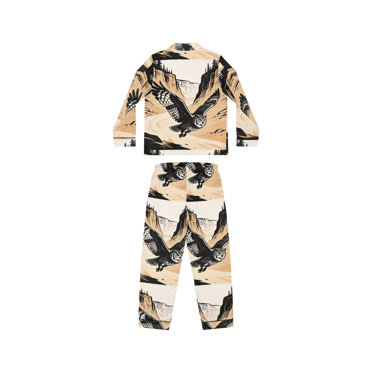 HD Canyon Owl Women’s Satin Pajama Set — additional view