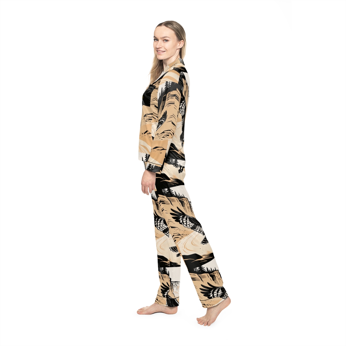 HD Canyon Owl Women’s Satin Pajama Set — additional view