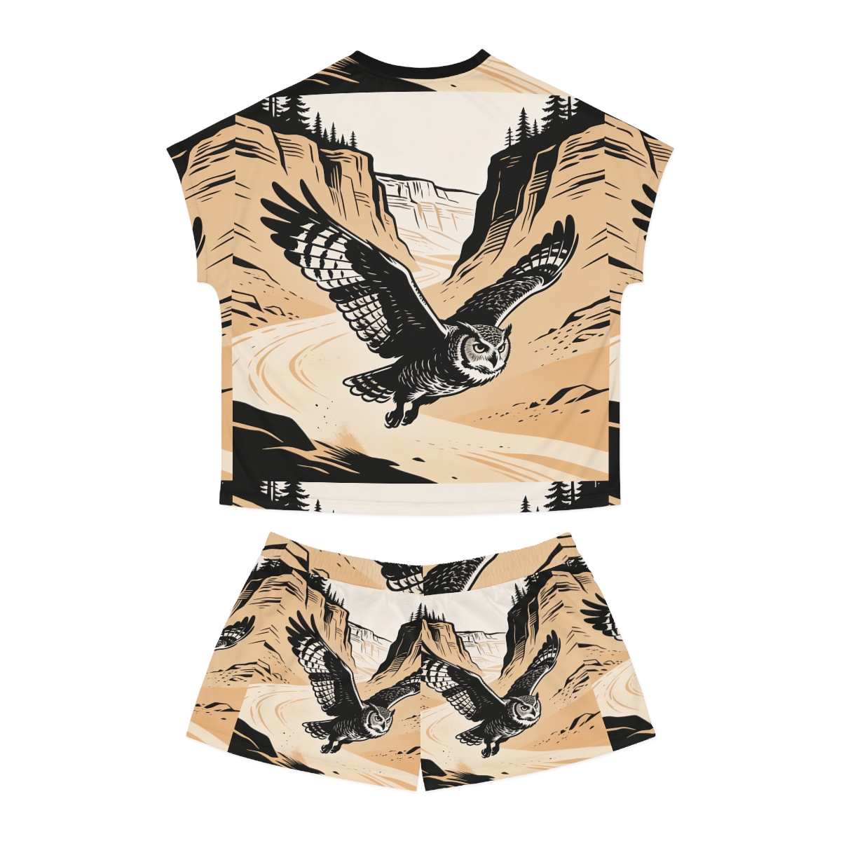 HD Canyon Owl Women’s Short Pajama Set — additional view