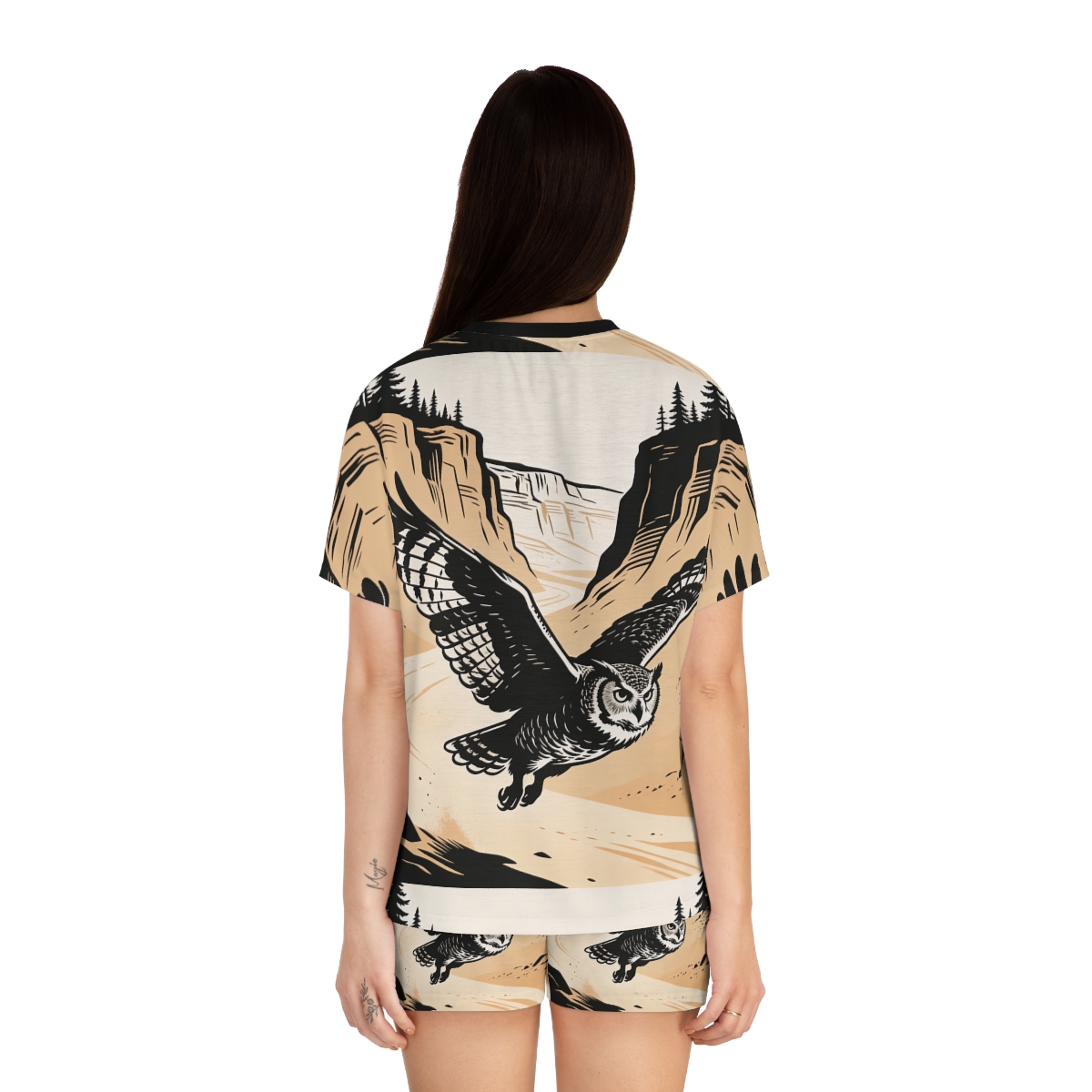 HD Canyon Owl Women’s Short Pajama Set — additional view