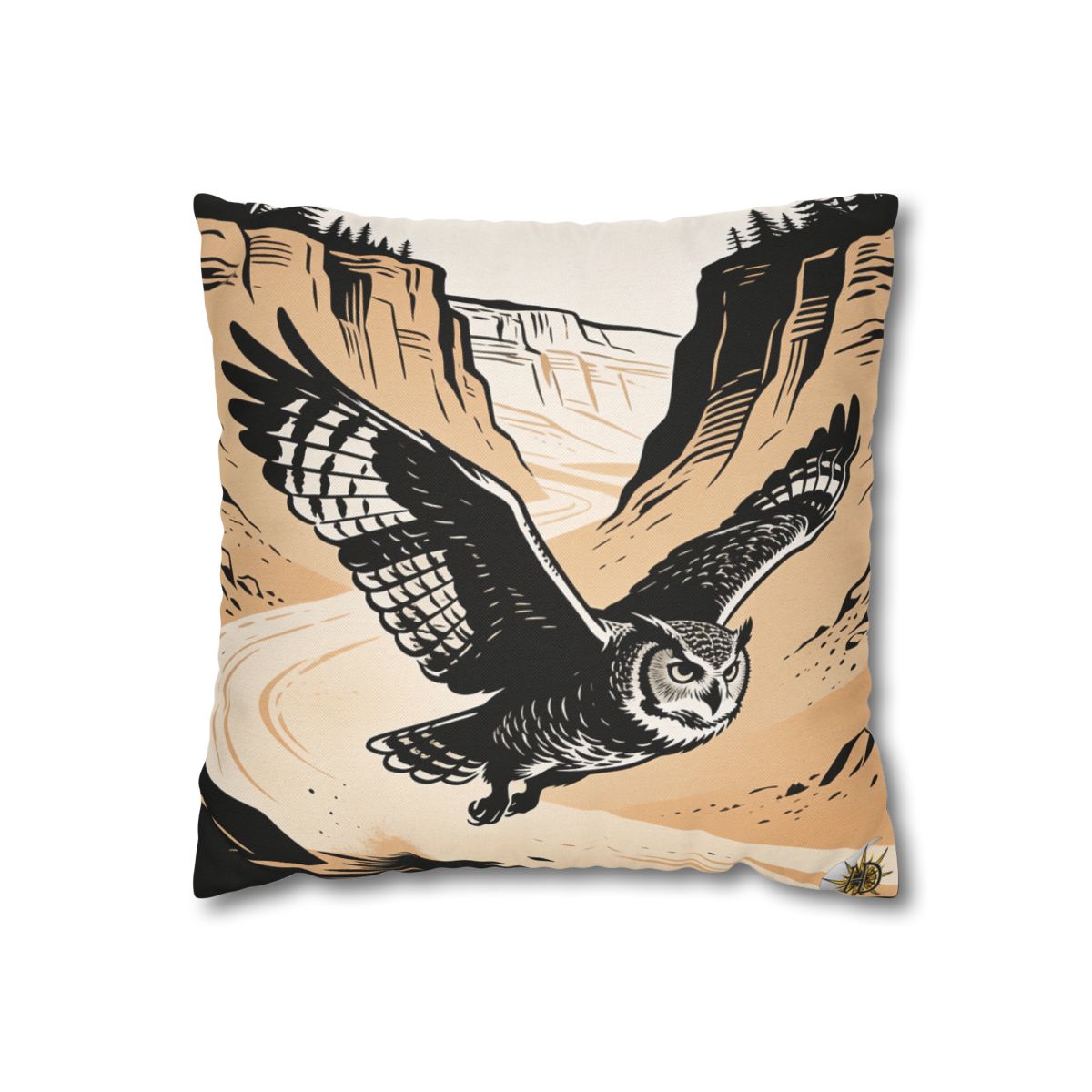 HD Canyon Owl Square Polyester Pillow Cover
