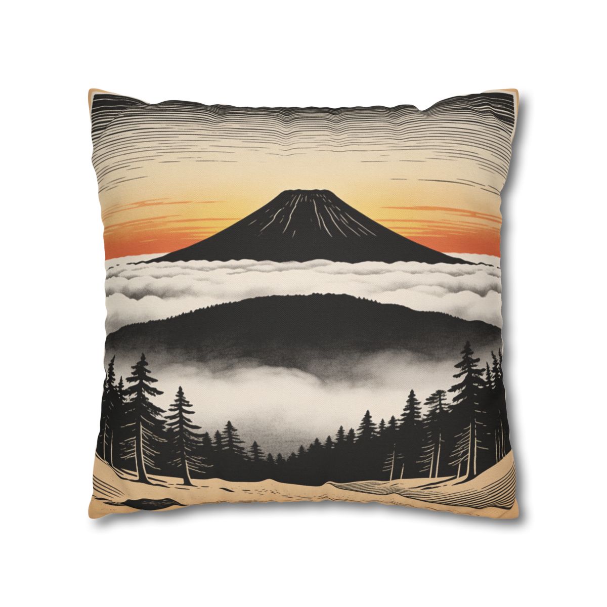 HD Sunrise Above the Clouds Square Polyester Pillow Cover — additional view