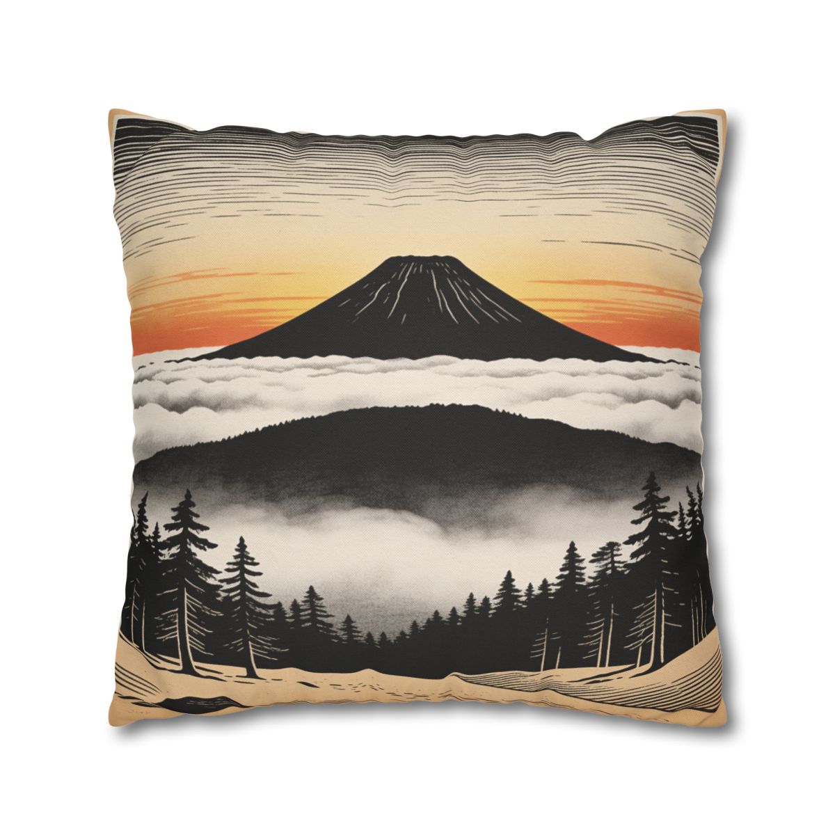 HD Sunrise Above the Clouds Square Polyester Pillow Cover — additional view