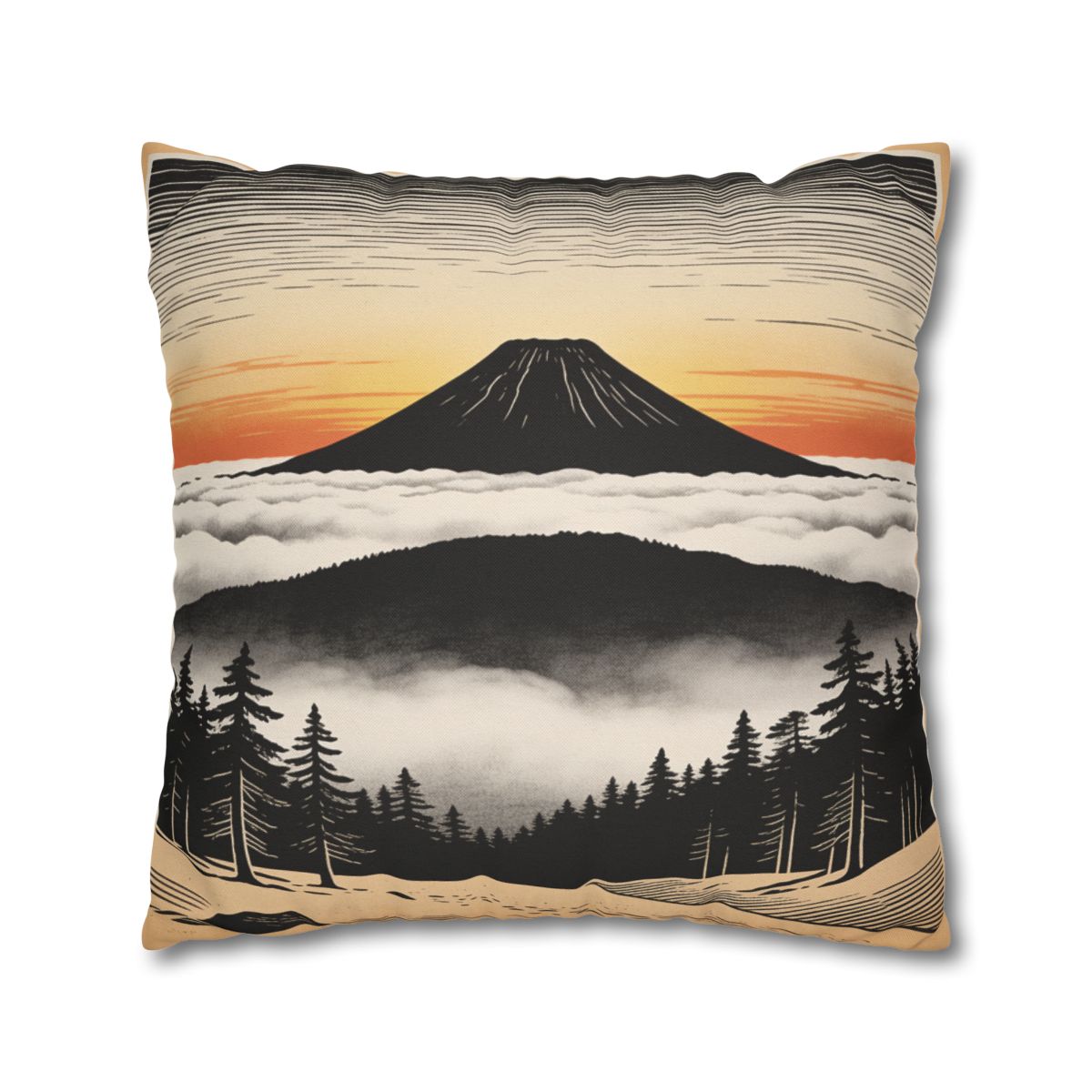 HD Sunrise Above the Clouds Square Polyester Pillow Cover — additional view
