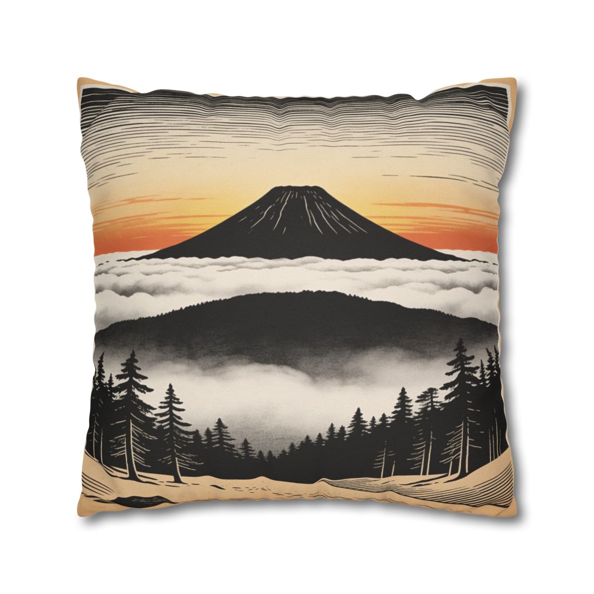 HD Sunrise Above the Clouds Square Polyester Pillow Cover — additional view