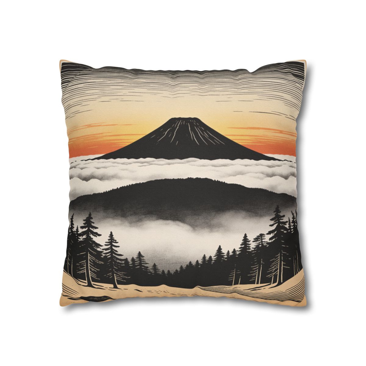 HD Sunrise Above the Clouds Square Polyester Pillow Cover — additional view