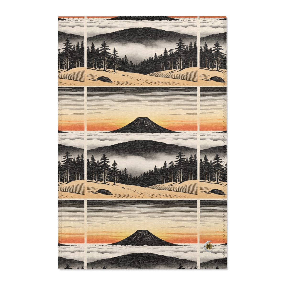 HD Sunrise Above the Clouds Polyester Chenille Area Rug
