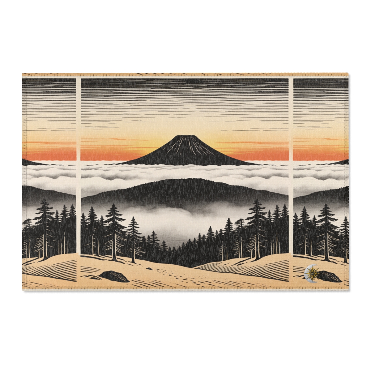 HD Sunrise Above the Clouds Polyester Chenille Area Rug — additional view