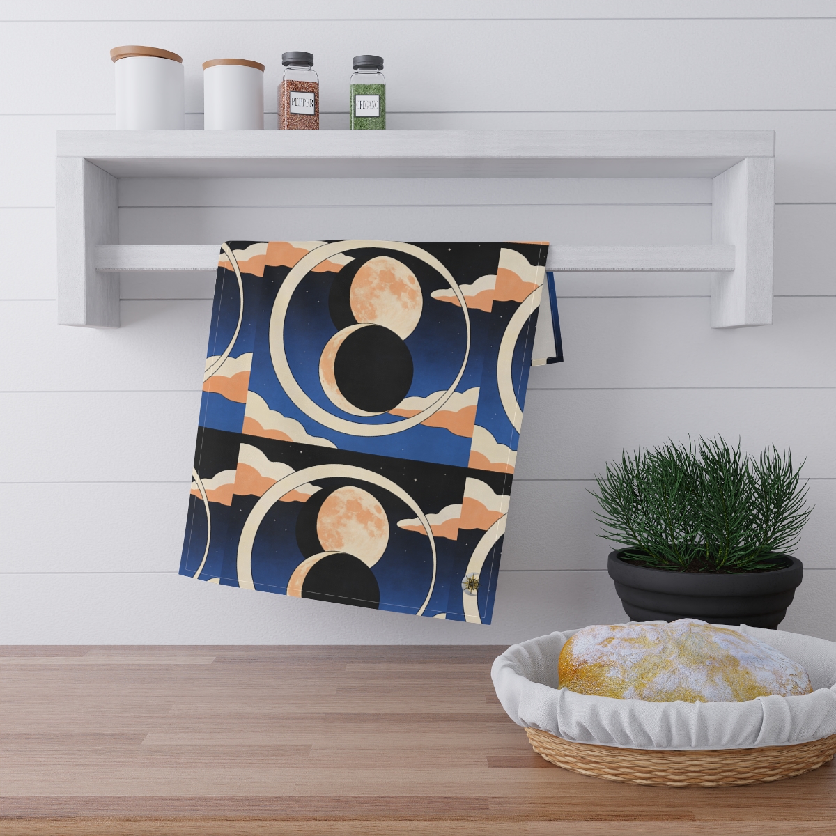 HD Moonrise Orbit 100% Cotton Twill Tea Towel