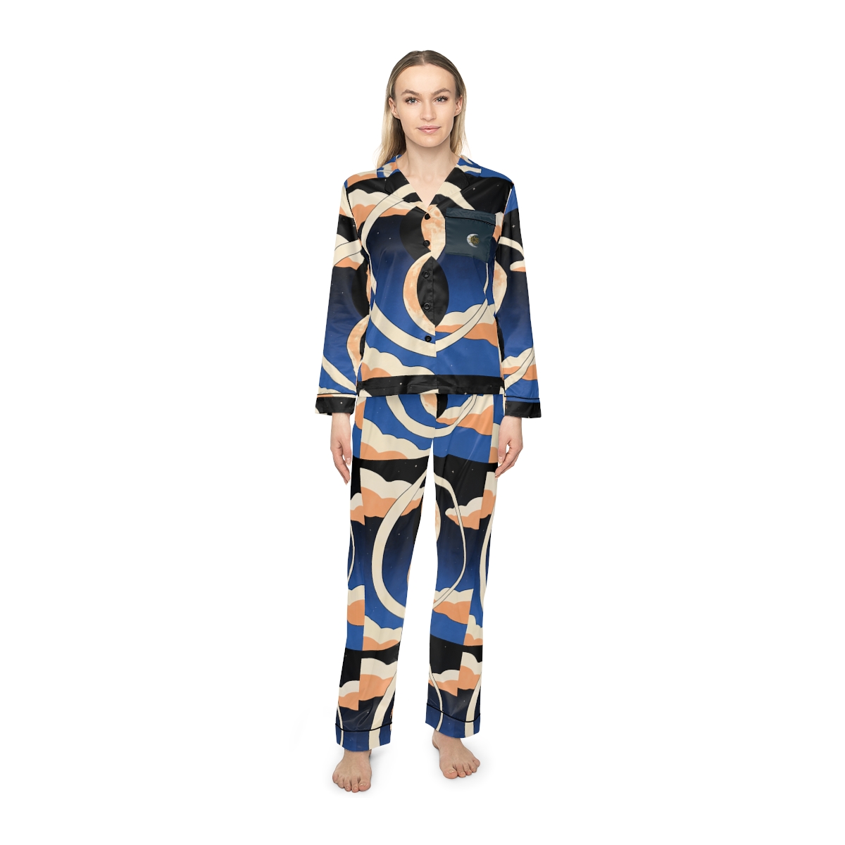 HD Moonrise Orbit Women’s Satin Pajama Set — additional view