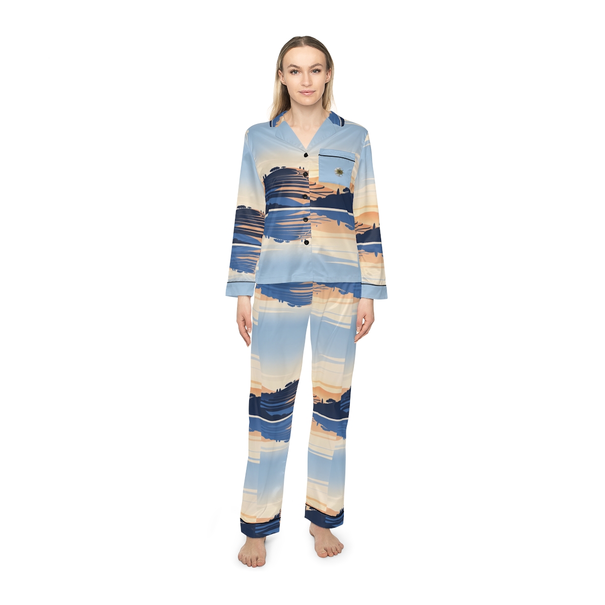 HD Terrace Reflections Women’s Satin Pajama Set — additional view