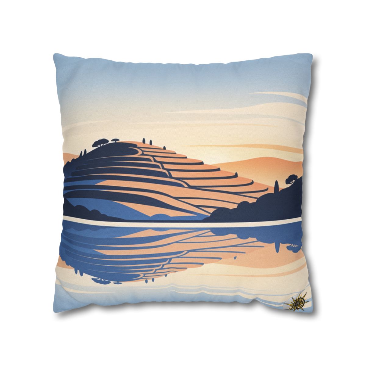 HD Terrace Reflections Square Polyester Pillow Cover — additional view