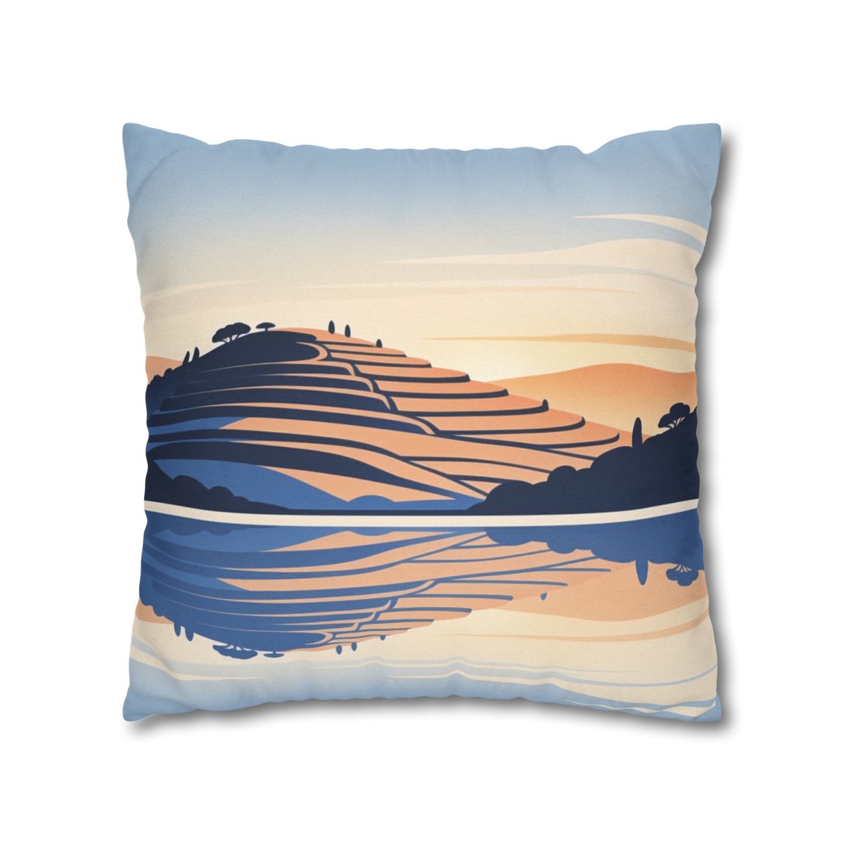 HD Terrace Reflections Square Polyester Pillow Cover — additional view