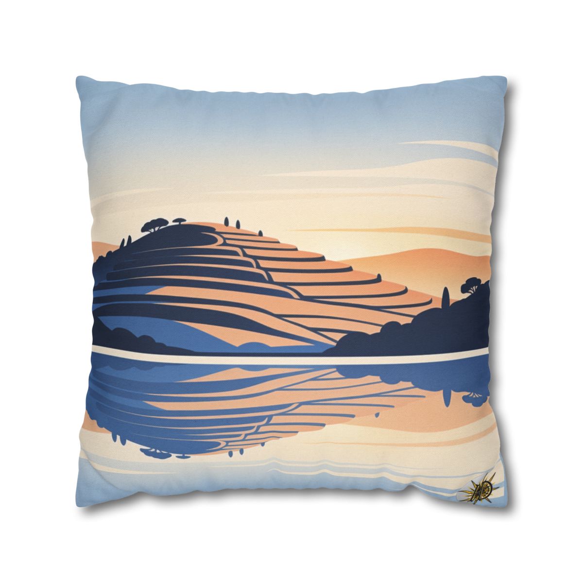 HD Terrace Reflections Square Polyester Pillow Cover — additional view