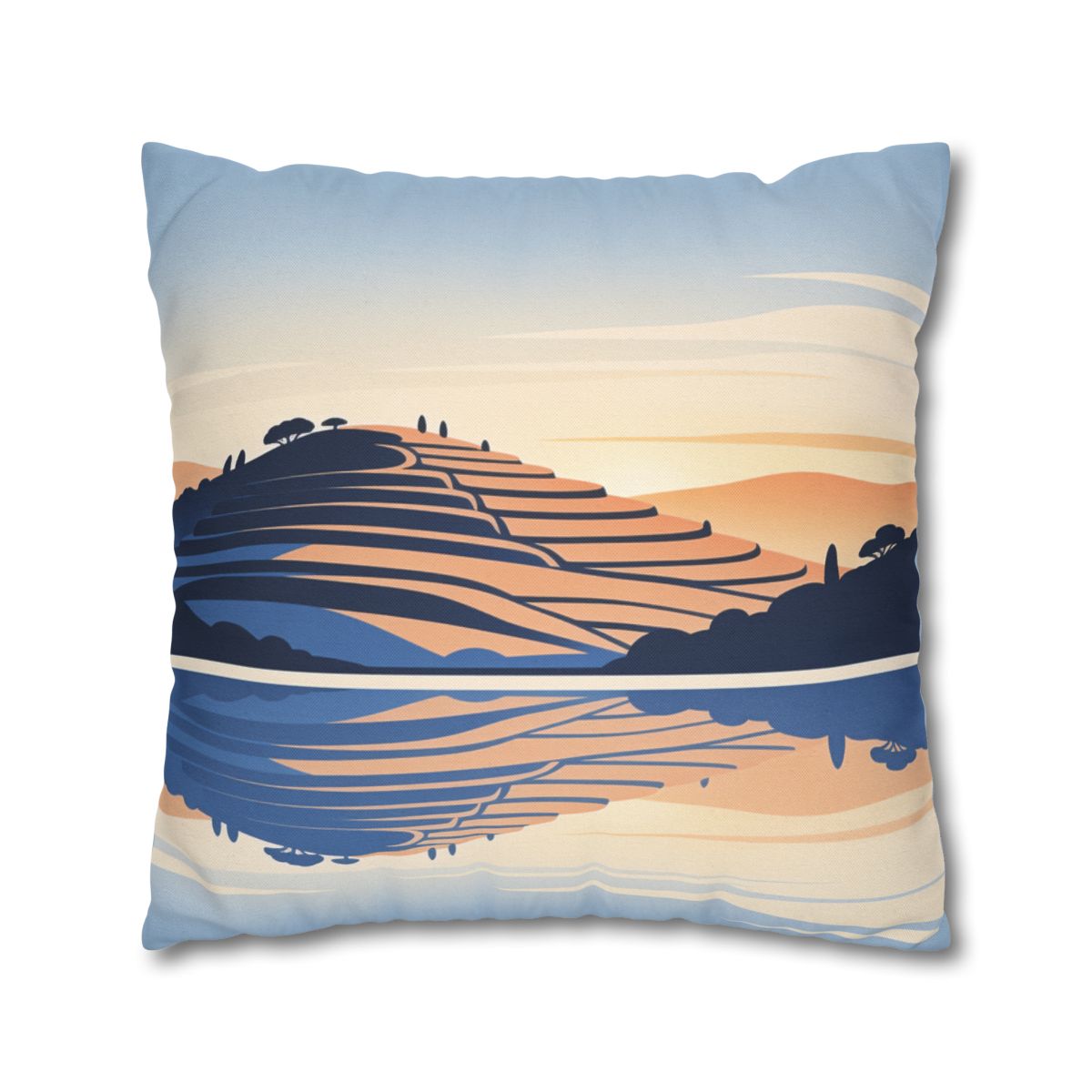 HD Terrace Reflections Square Polyester Pillow Cover — additional view