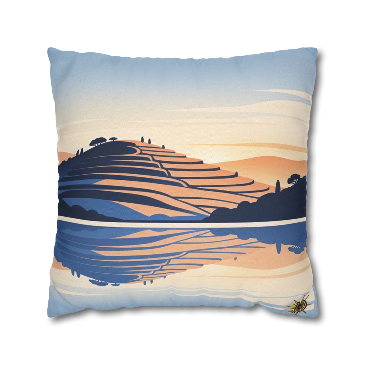 HD Terrace Reflections Square Polyester Pillow Cover — additional view