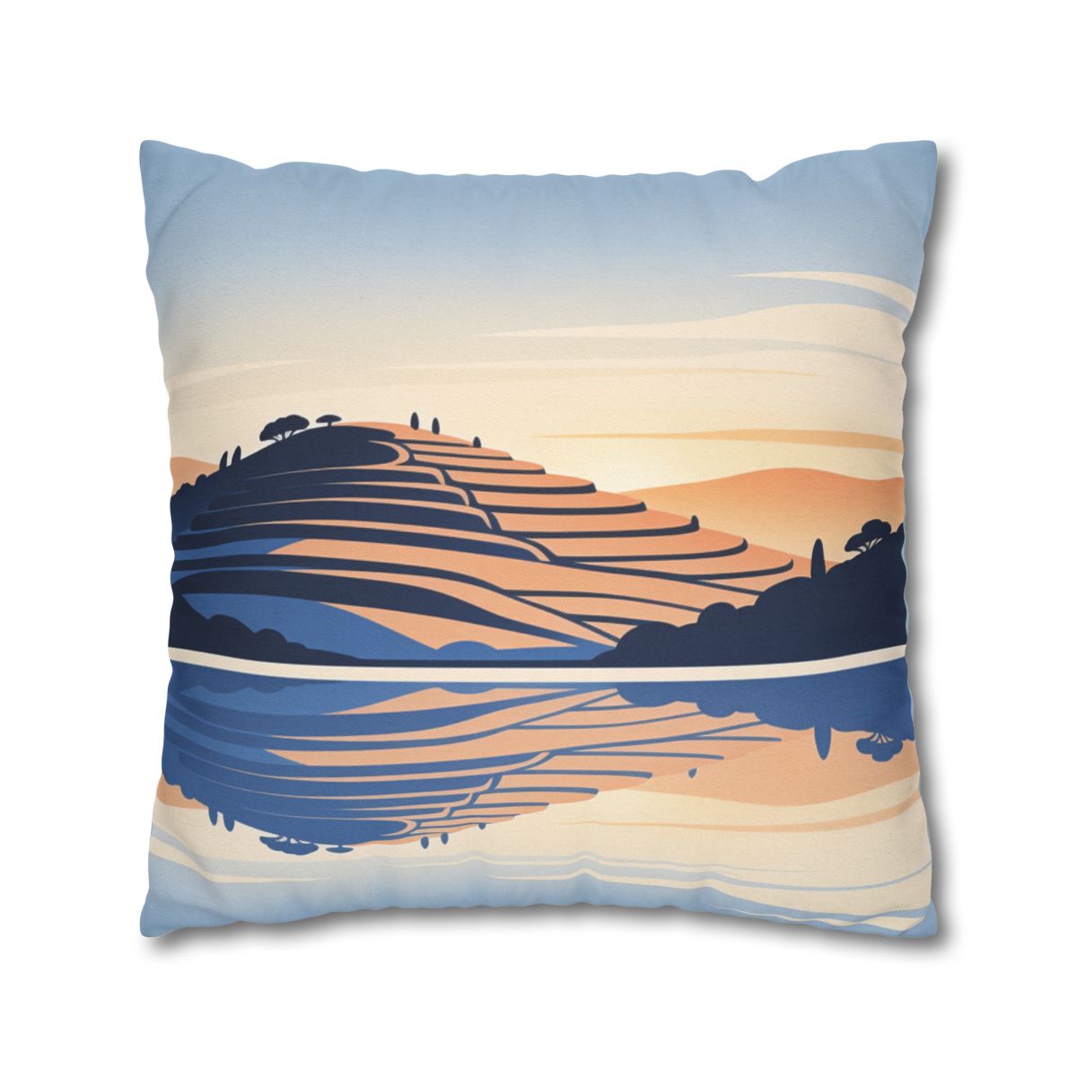 HD Terrace Reflections Square Polyester Pillow Cover — additional view