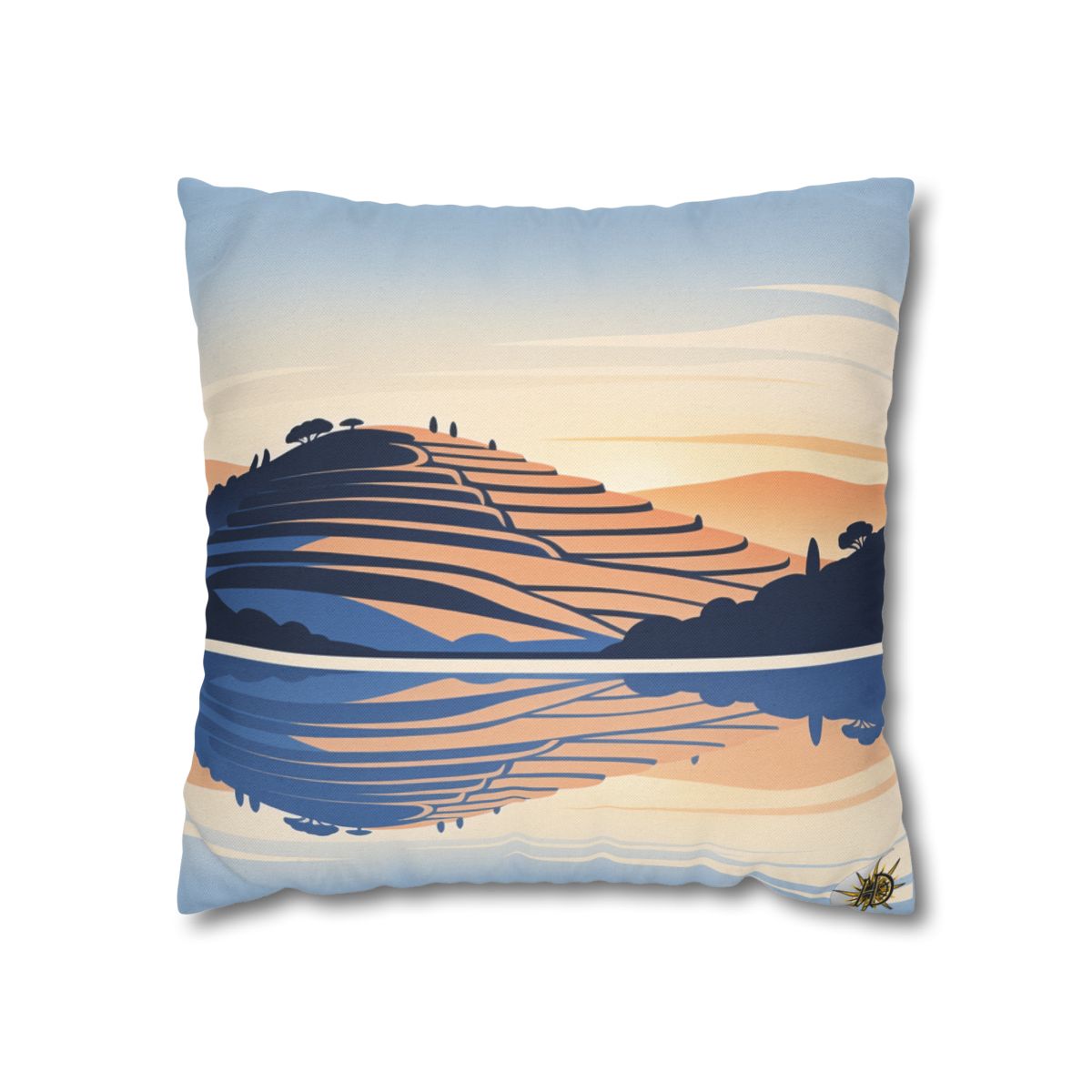 HD Terrace Reflections Square Polyester Pillow Cover — additional view