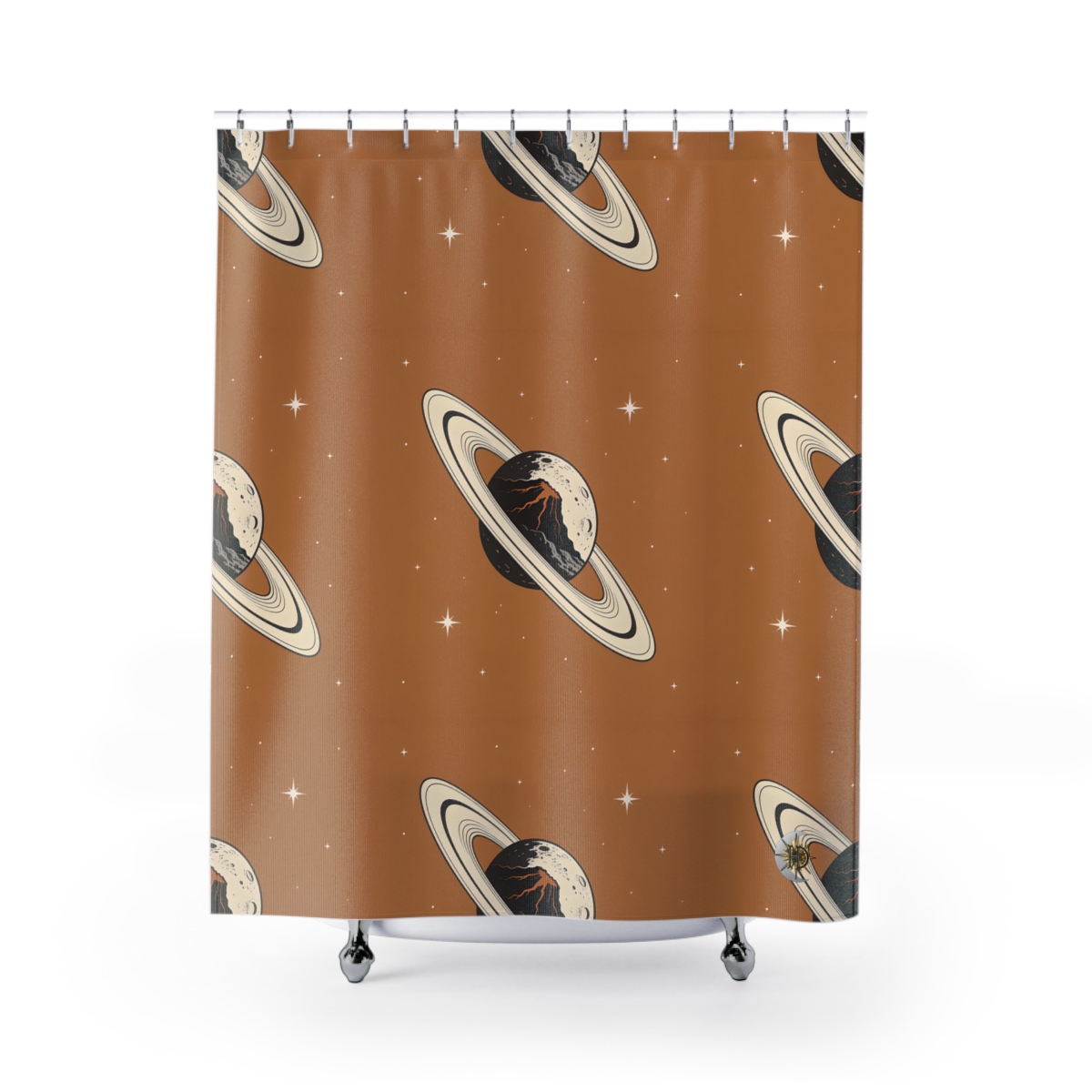 HD Ember Orbit Shower Curtain