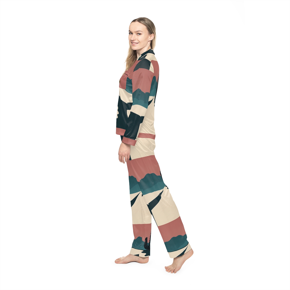 HD Desert Rose Cactus Women’s Satin Pajama Set — additional view