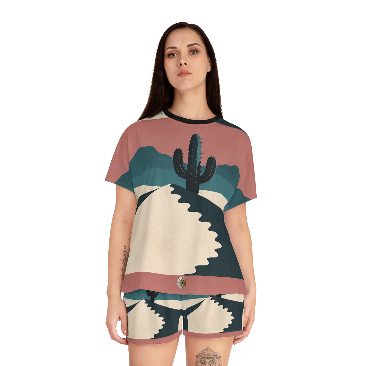 HD Desert Rose Cactus Women’s Short Pajama Set — additional view