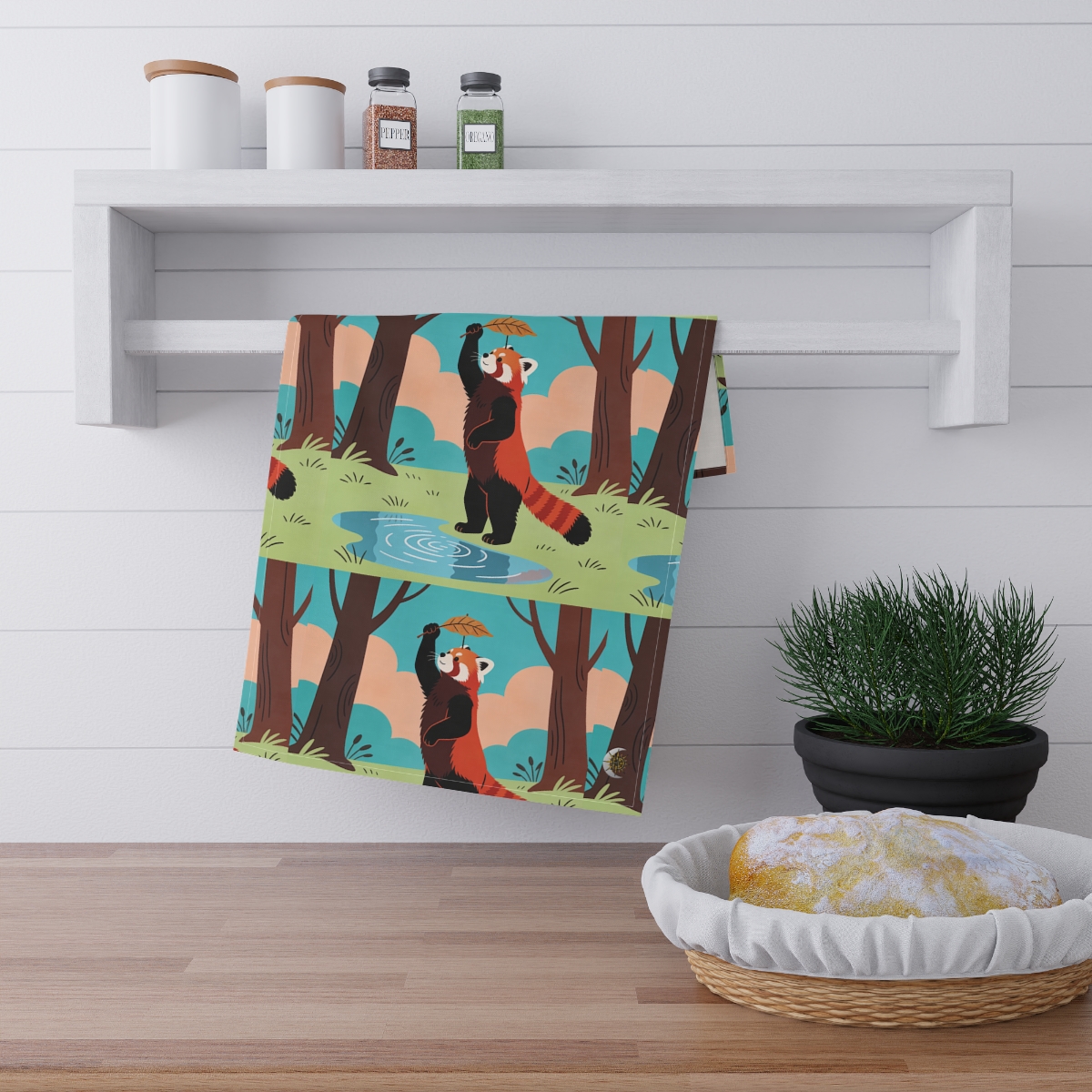 HD Leafplay Red Panda 100% Cotton Twill Tea Towel