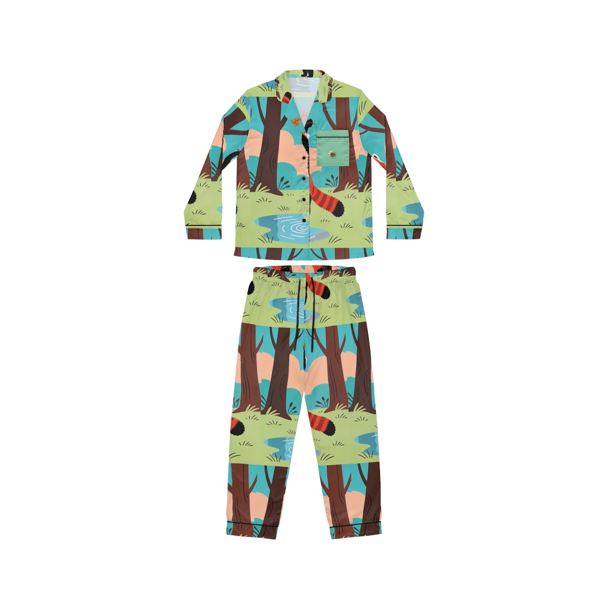 HD Leafplay Red Panda Women’s Satin Pajama Set