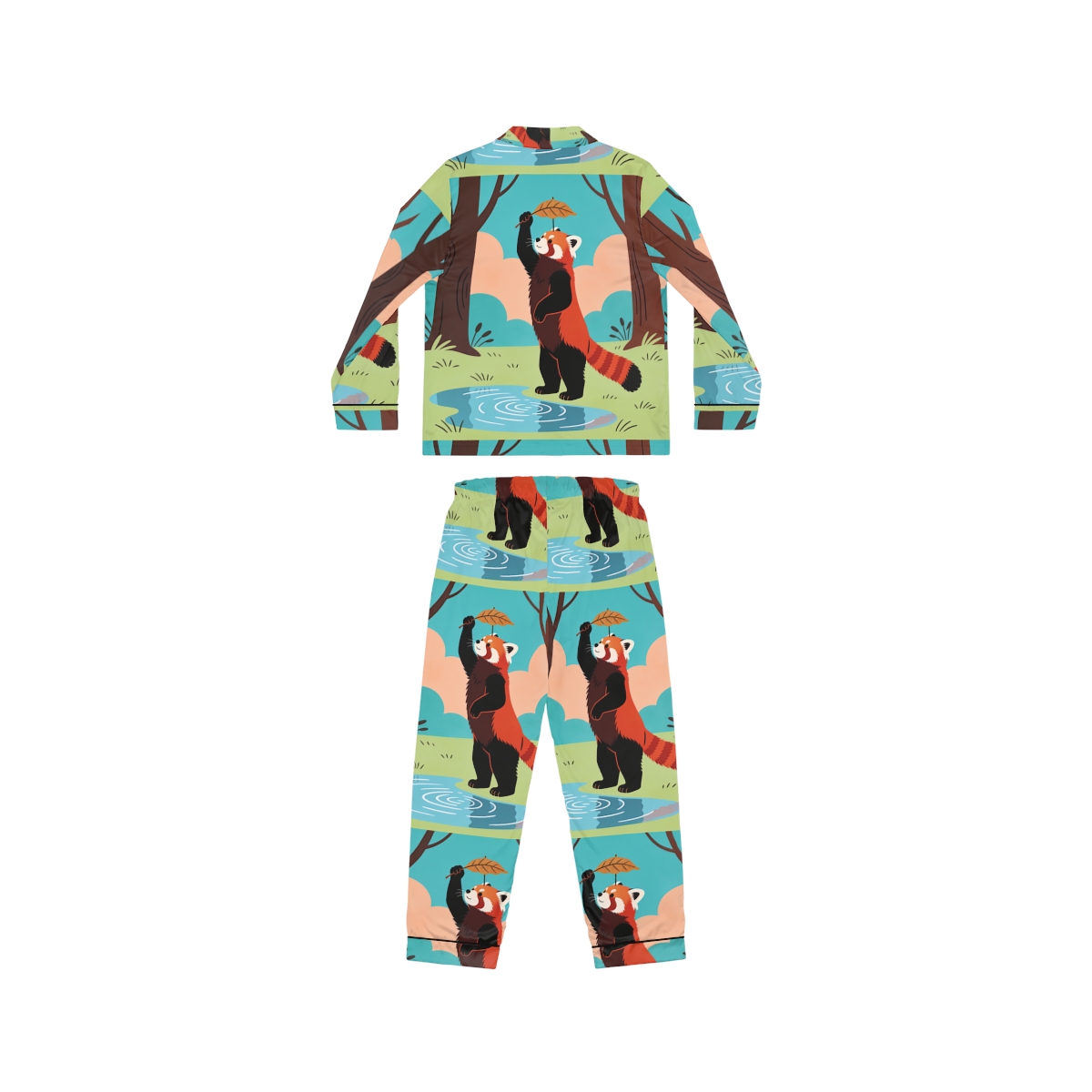 HD Leafplay Red Panda Women’s Satin Pajama Set — additional view