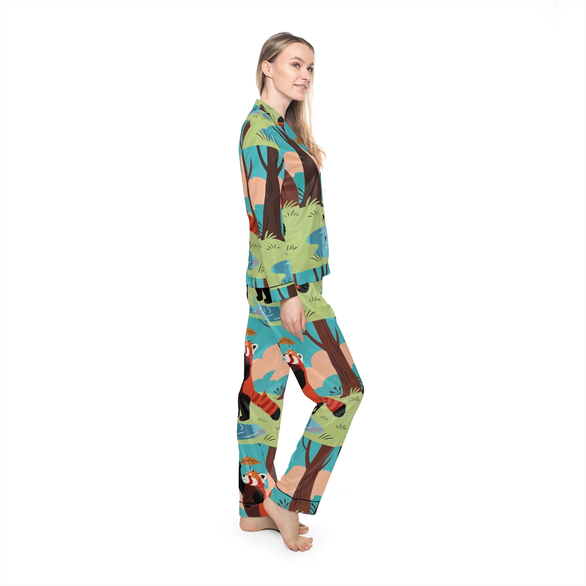 HD Leafplay Red Panda Women’s Satin Pajama Set — additional view