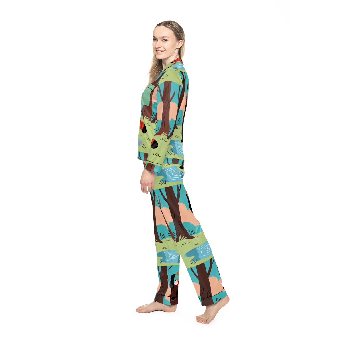 HD Leafplay Red Panda Women’s Satin Pajama Set — additional view