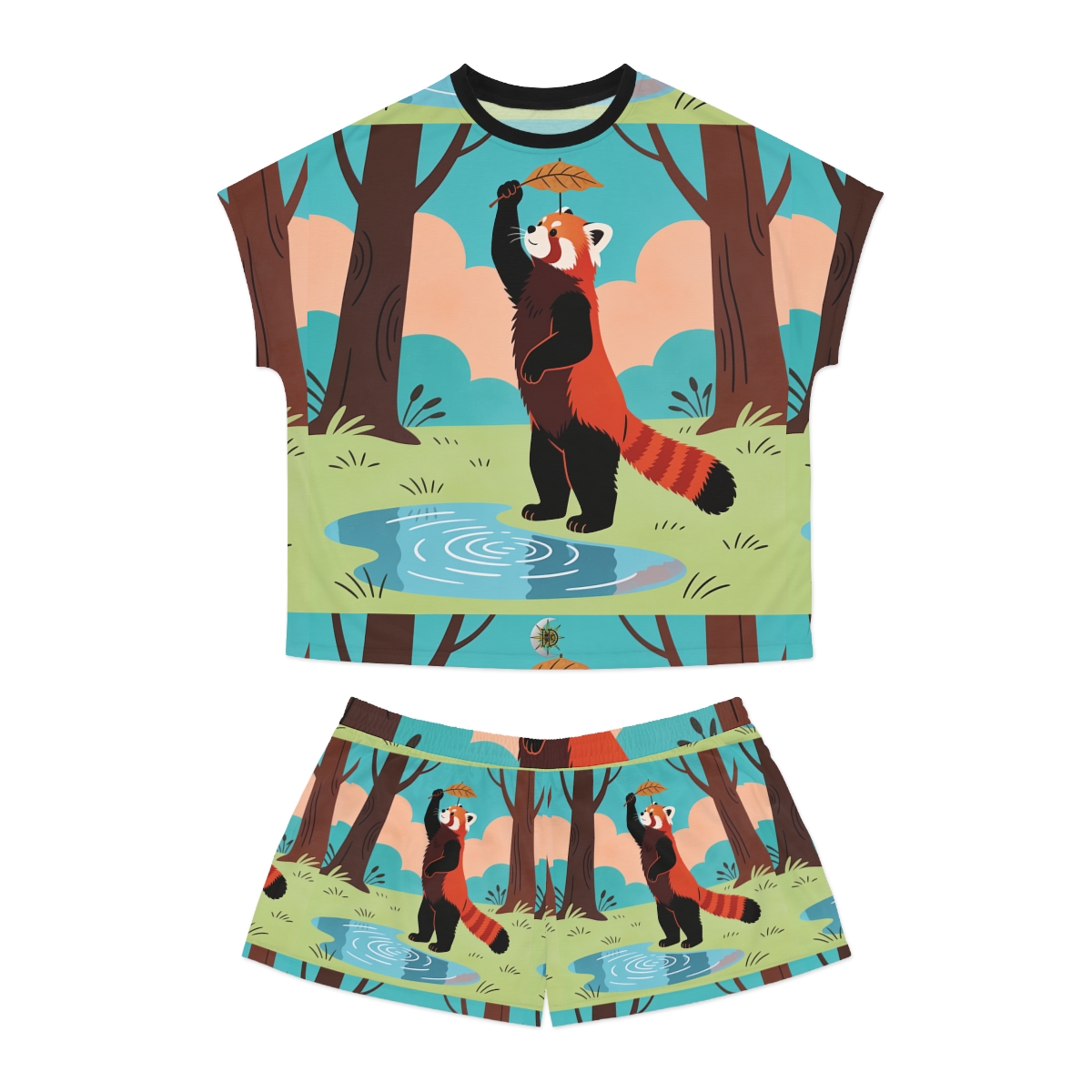 HD Leafplay Red Panda Women’s Short Pajama Set