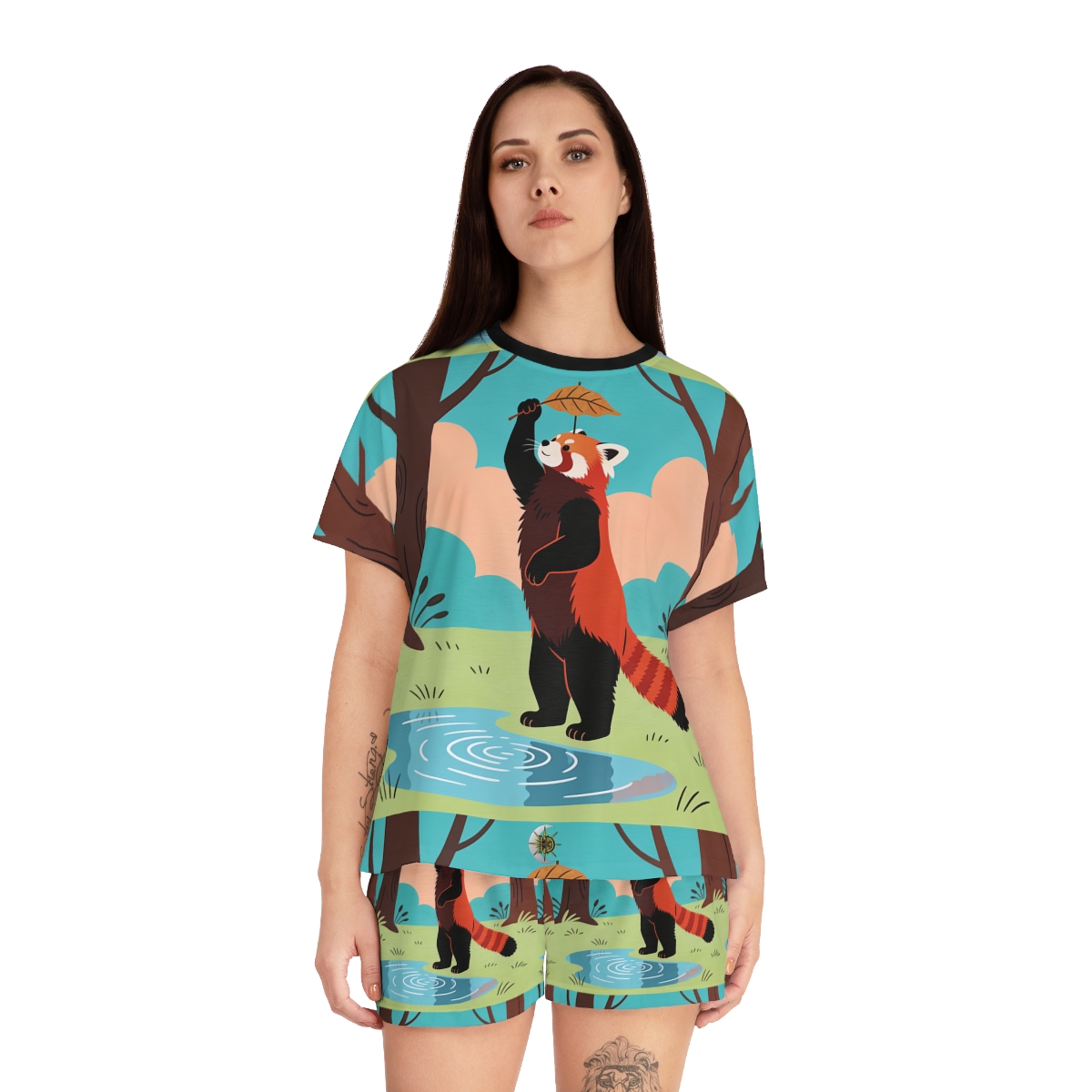 HD Leafplay Red Panda Women’s Short Pajama Set — additional view